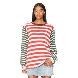 Free People We The Free Sawyer Stripe Long Sleeve Tee Cotton Small
